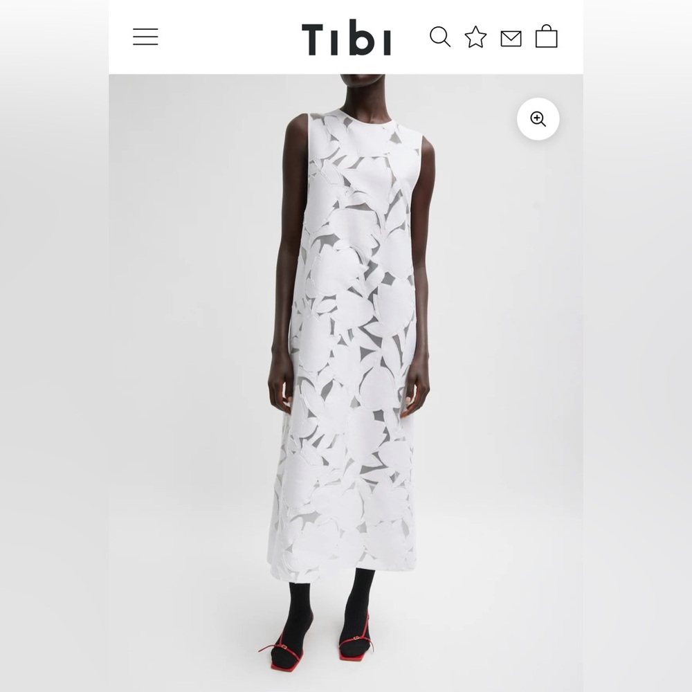 Tibi Axelle Fil Coupe dress in stunning optic white, size 4